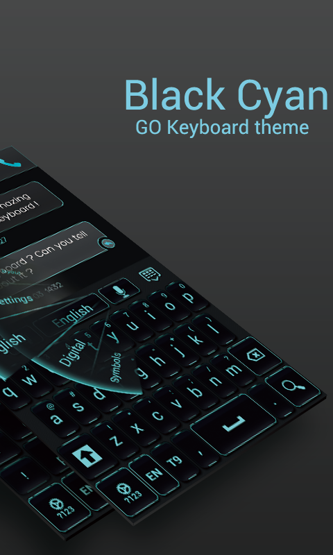 Android application GO Keyboard Black Cyan Theme screenshort