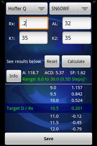 IOL Calculator Screen 2