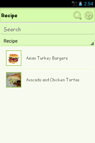 My RecipeBook - manage recipes Screen 2