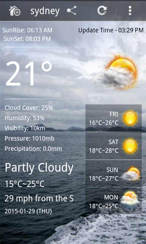 Android application Weather forecast screenshort