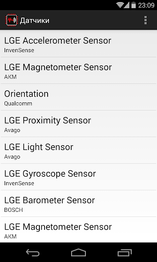 Sensors List