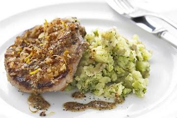 Honey mustard lamb with crushed potatoes