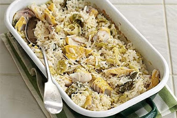 Baked haddock & cabbage risotto