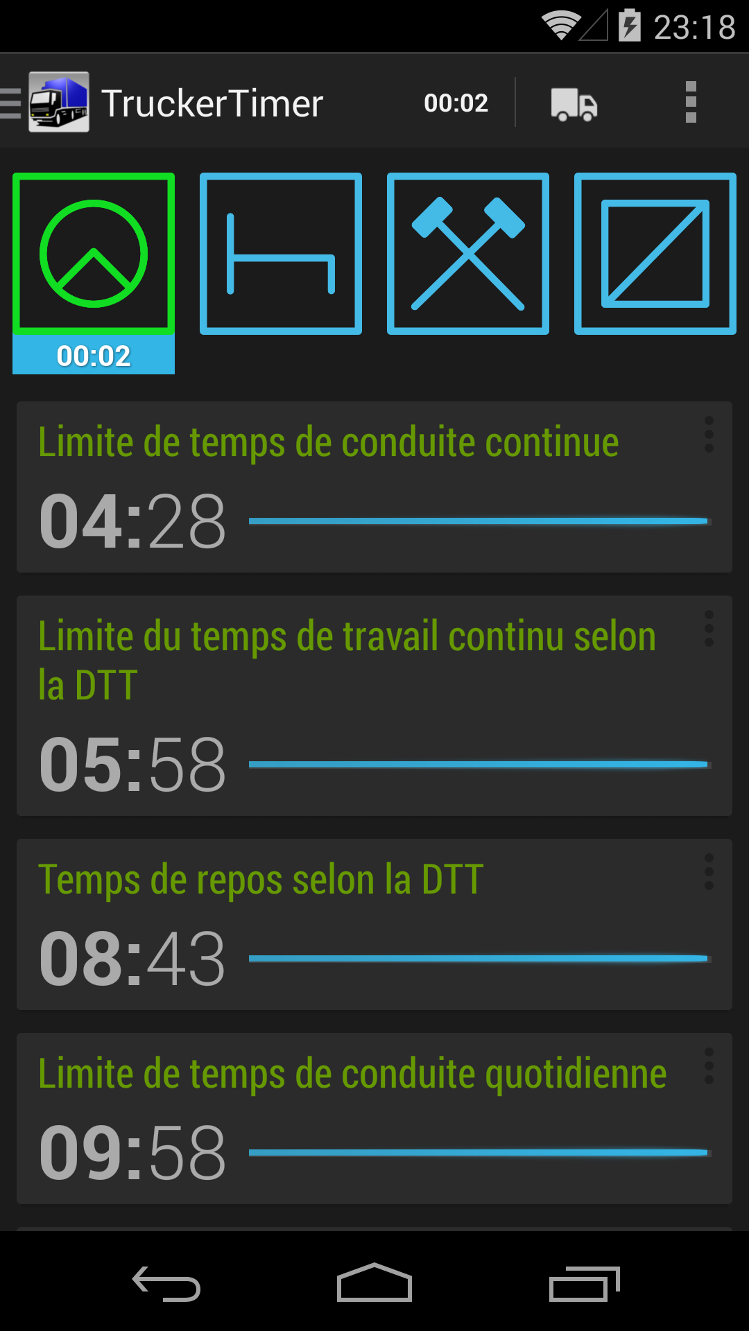 Android application TruckerTimer screenshort