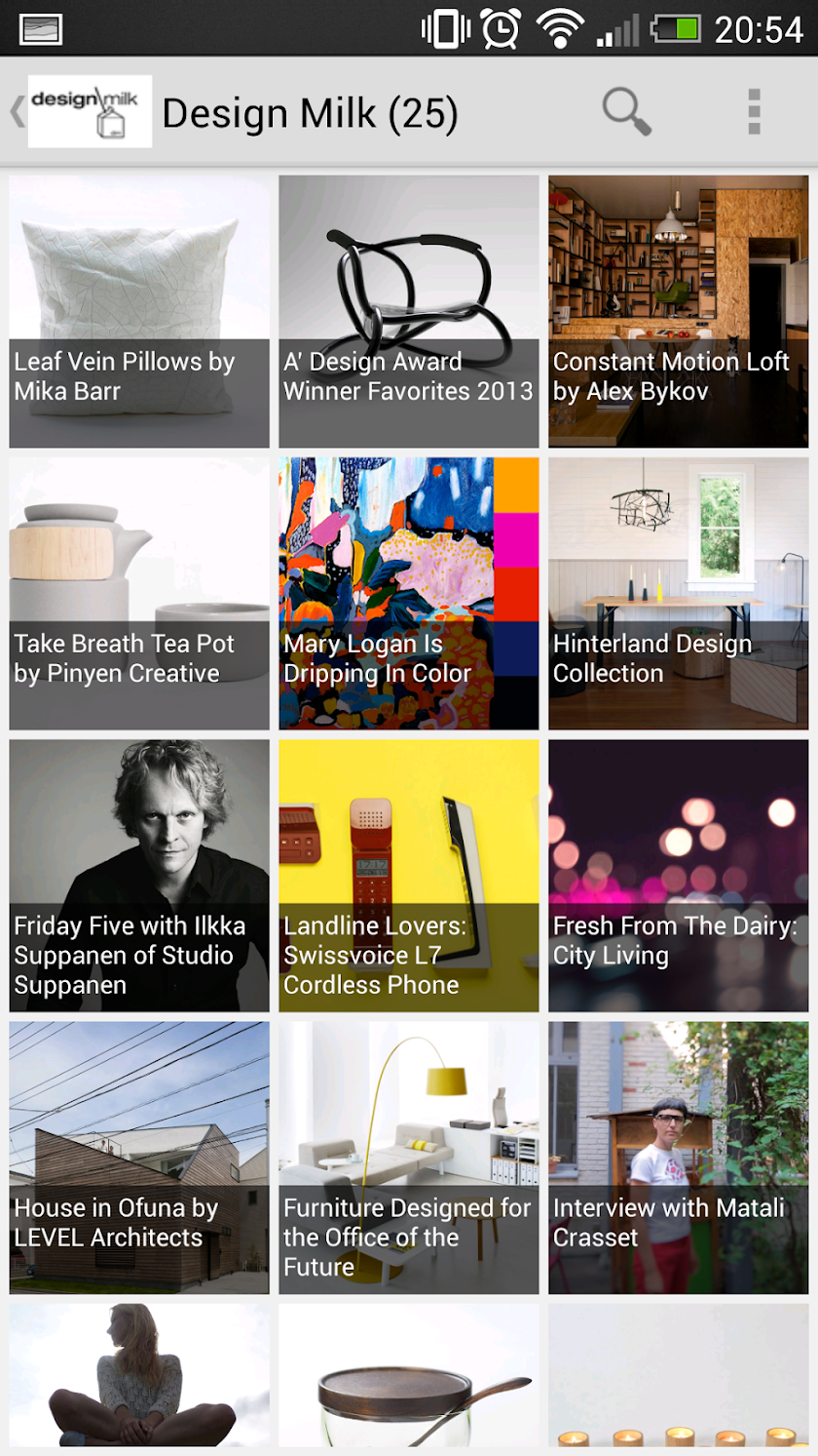 Design Milk RSS Reader Screen 1