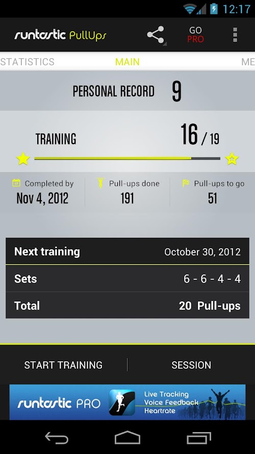 Android application Runtastic Pull-ups Workout screenshort