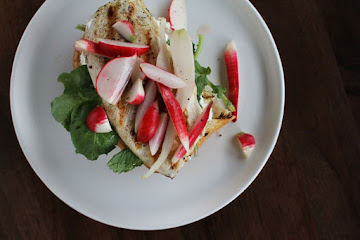 Grilled Chicken Sandwich with Radish Pickles + Greens