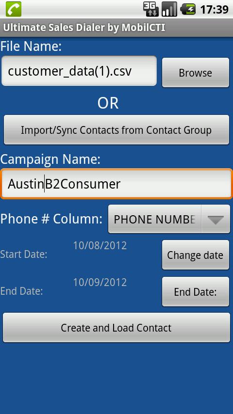 Auto Power Dialer (Tablet) Screen 2