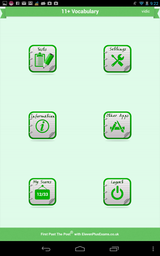 11+ Vocab Builder Screen 1
