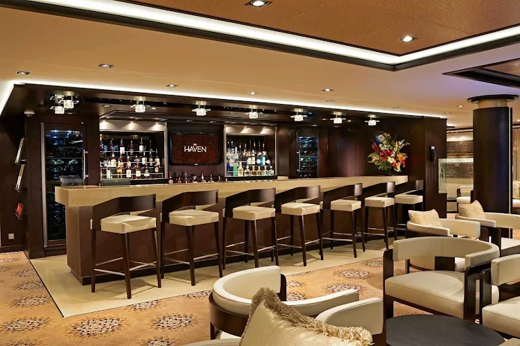 Guests who stay in Haven suites aboard Norwegian Getaway have access to the Haven Lounge with its modern interiors and light fare.