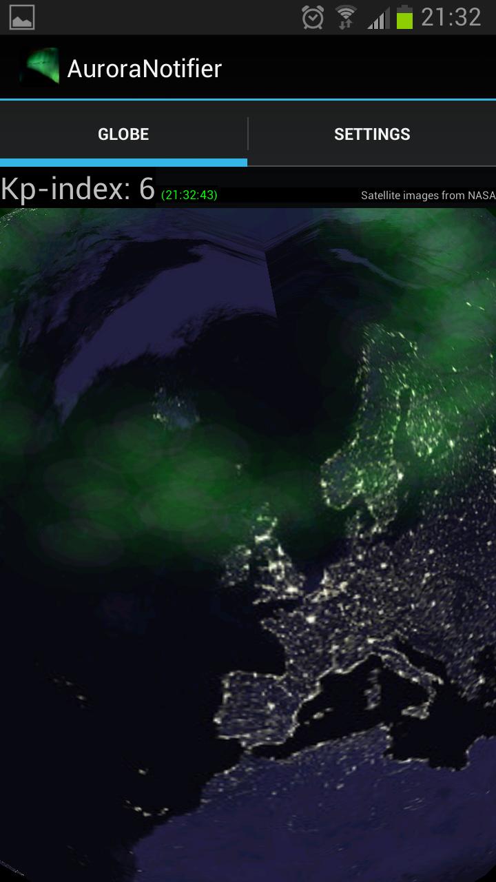 Android application Aurora Notifier screenshort