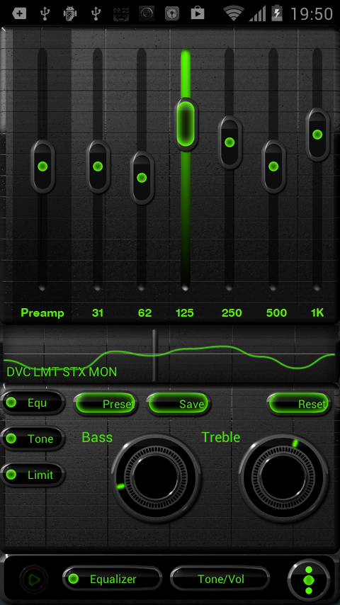 Poweramp skin Neon Green Screen 3