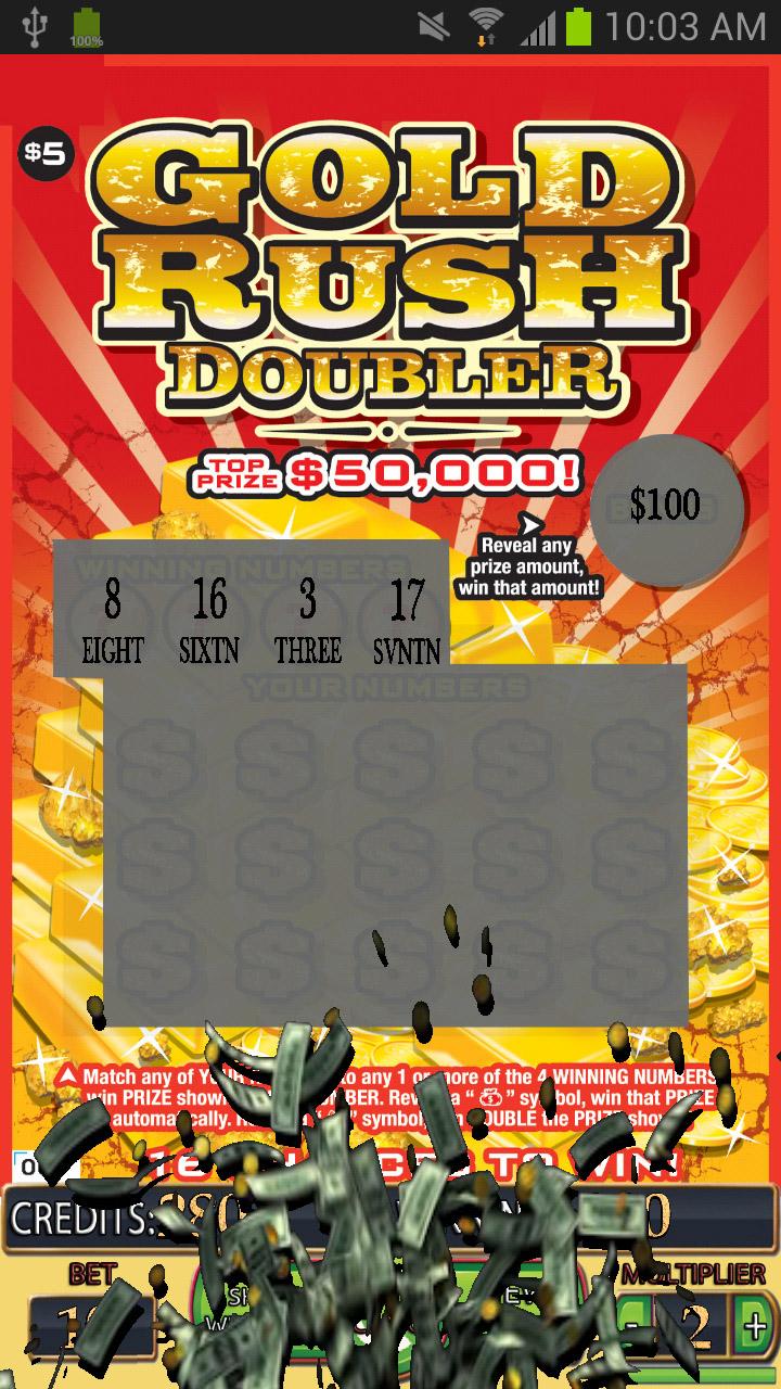 =GOLD RUSH DOUBLER Lotto Card= Screen 3