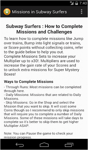 Mission Challenge Subway Surf