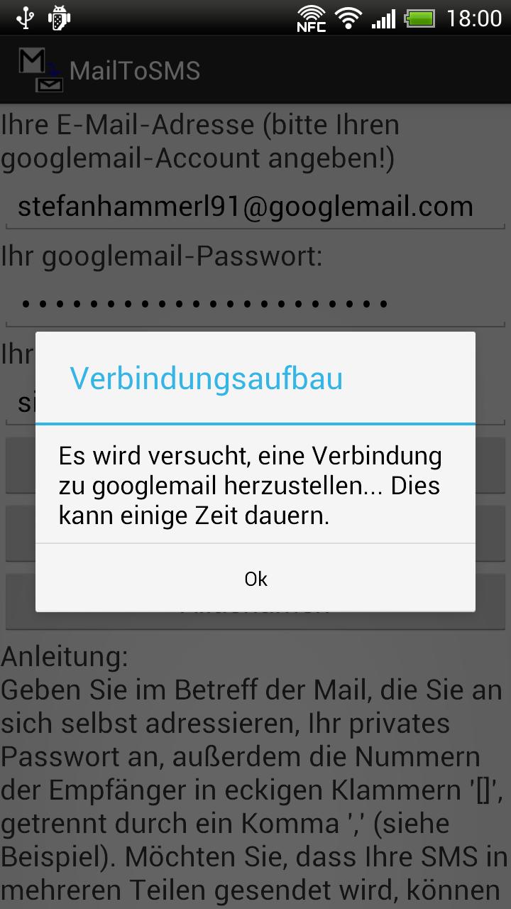 MailToSMS Screen 2