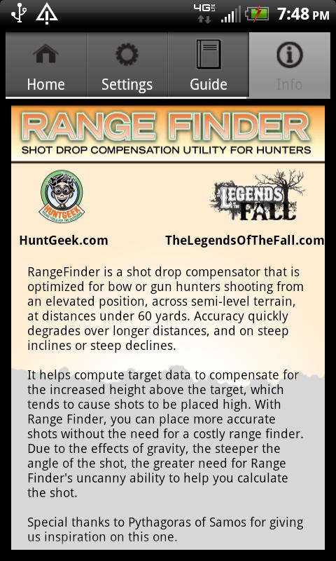 RangeFinder Shooting Utility Screen 2