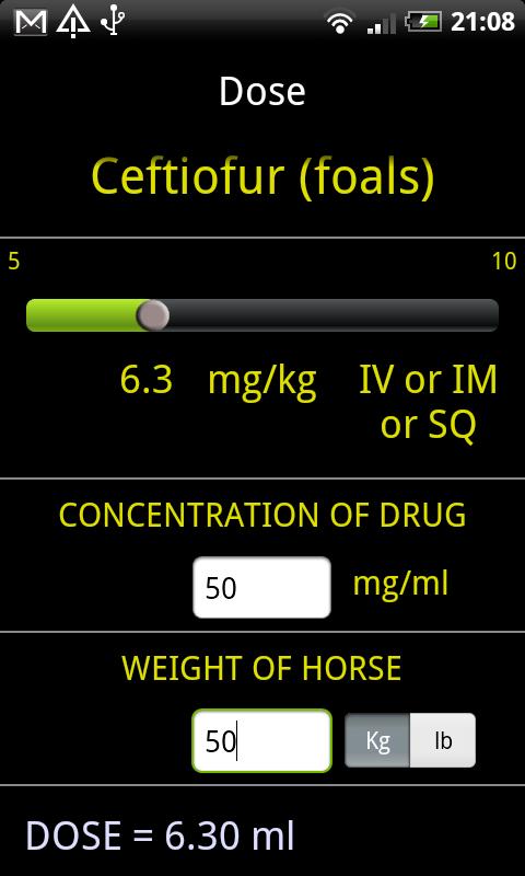 Android application Equine Drugs screenshort
