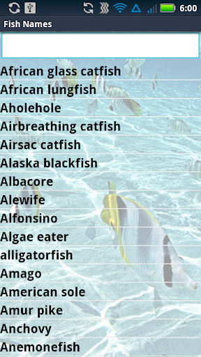 Fish Names List