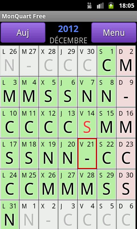 Android application MyShiftWork Pro screenshort