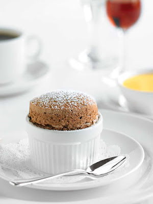 A chocolate souffle dessert tops off a meal during a Princess Cruises sailing.