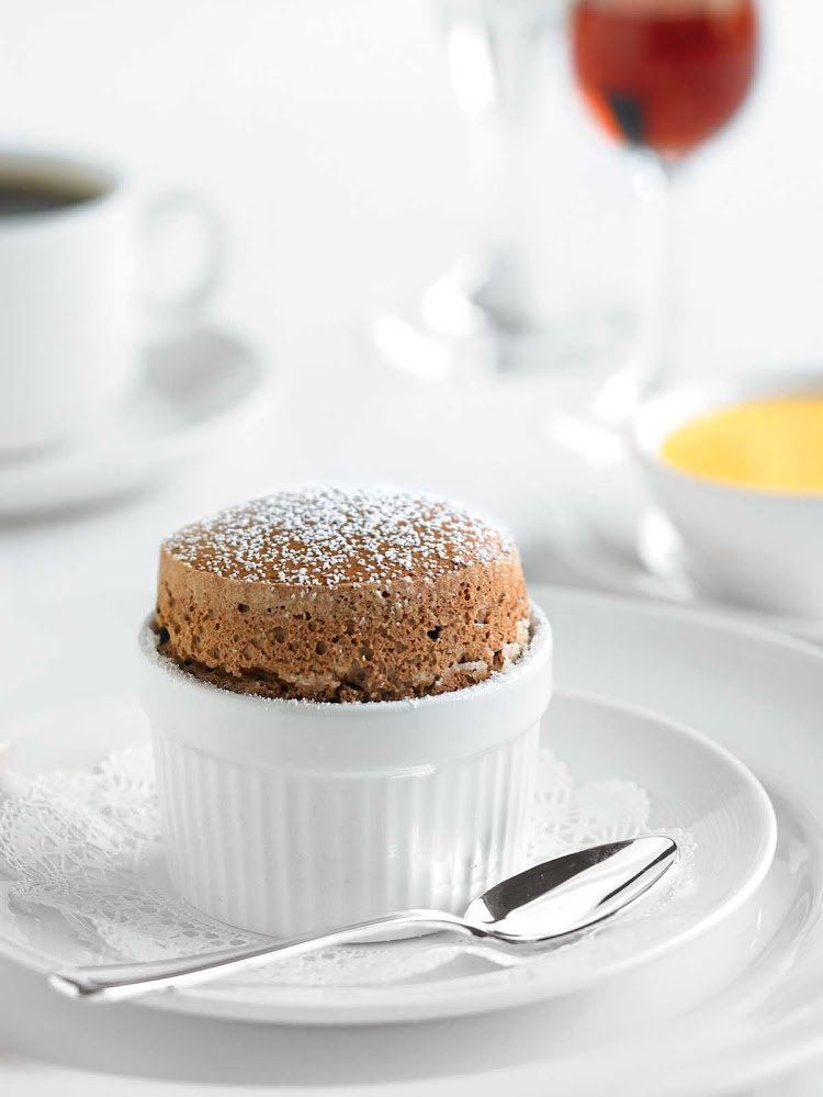A chocolate souffle dessert tops off a meal during a Princess Cruises sailing.