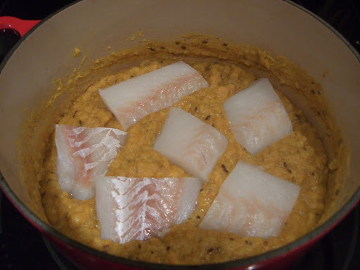Fish with Spicy Red Lentils