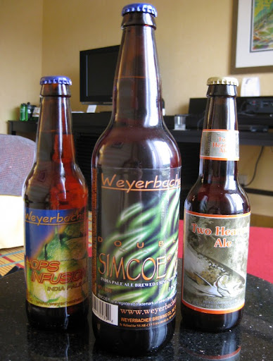 Weyerbacher Hops Infusion and Double Simcoe and Bell's Two Hearted Ale from Bruisin' Ales