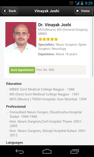 Dr Vinayak Joshi Appointments