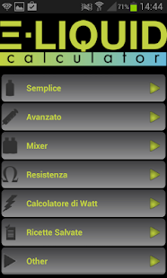 Screenshot dell'applicazione Android E-Liquid Calculator NOADS