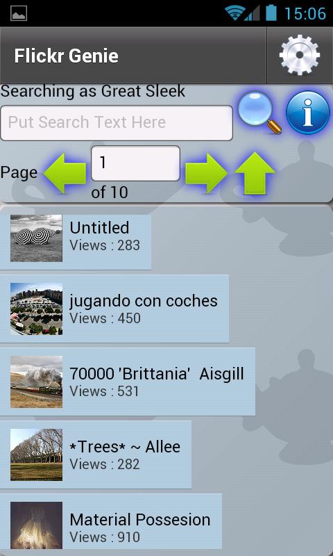 Android application Flickr Genie screenshort