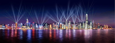 The Symphony of Lights laser show in Hong Kong.