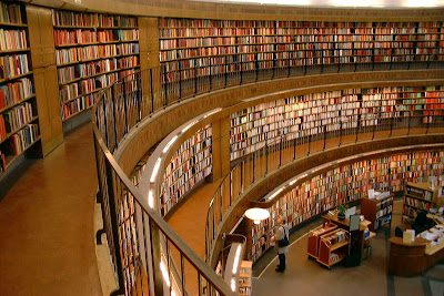 Interior view of Stockholm Public Library which was constructed in the 1920's in Stockholm, Sweden.