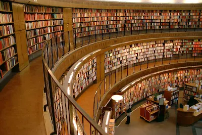Interior view of Stockholm Public Library which was constructed in the 1920's in Stockholm, Sweden.