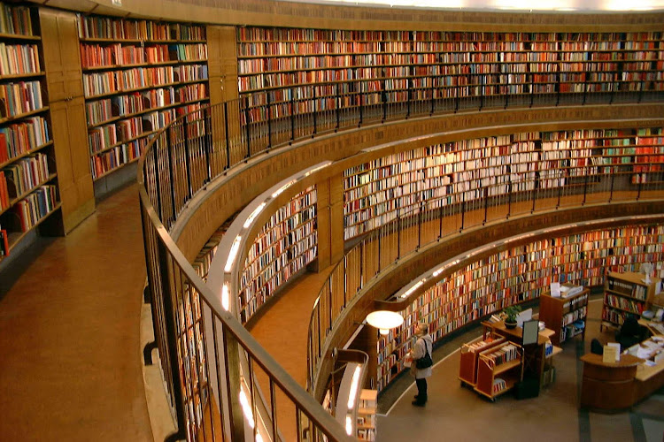 Interior view of Stockholm Public Library which was constructed in the 1920's in Stockholm, Sweden.