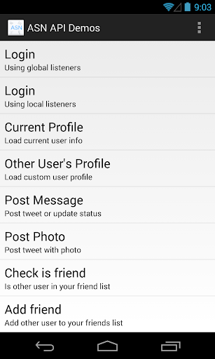 AndroidSocialNetworks APIDemos