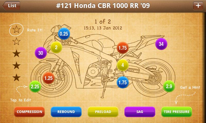 Android application iMotoSuspension screenshort