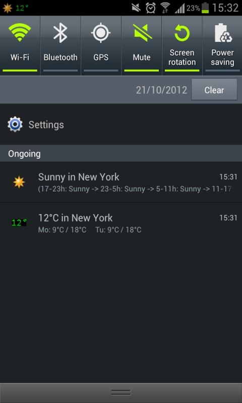 Wetterbild in Statusleiste PRO Screen 2