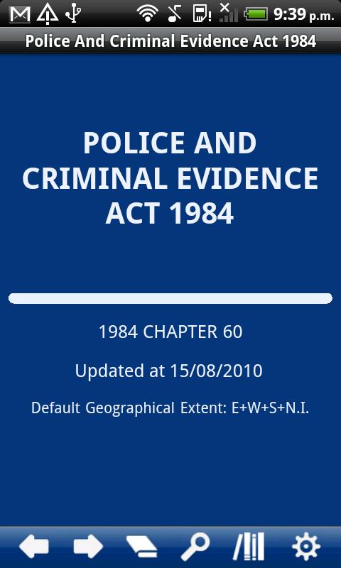 Police &amp; Criminal Evidence Act Screen 1