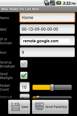 Wol Wake on Lan Wan Android