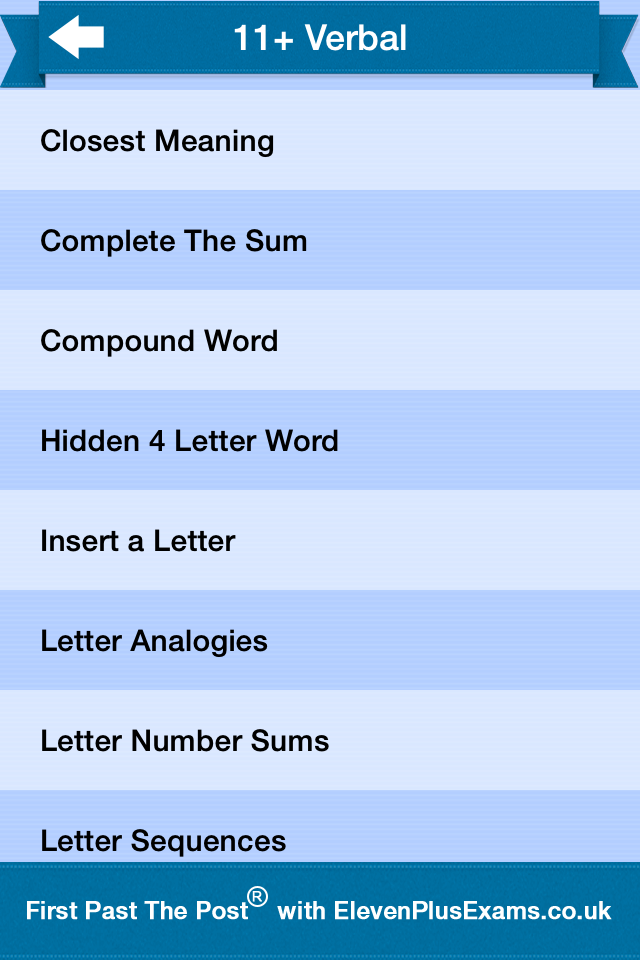 11+ Verbal Reasoning Practice Screen 2