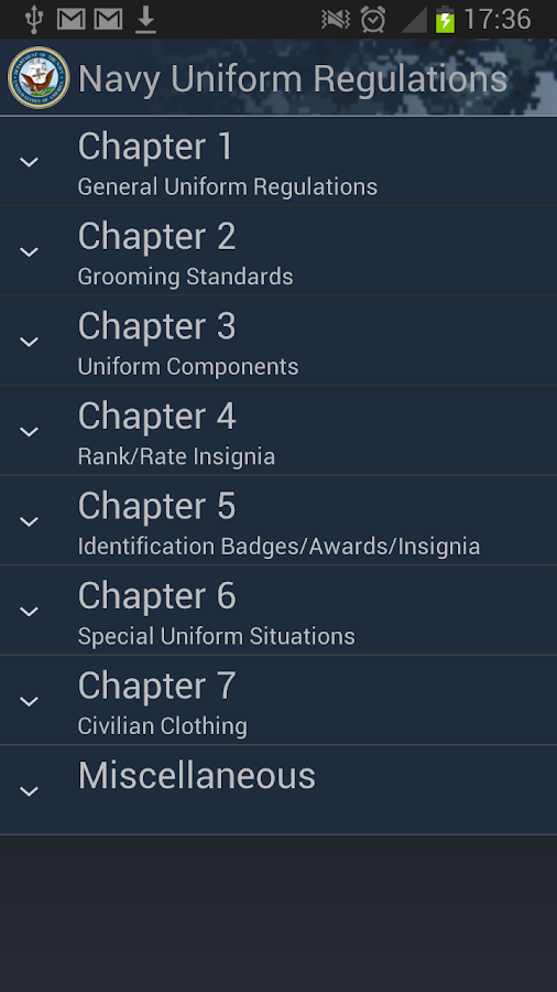 Navy Uniform Regulations - screenshot