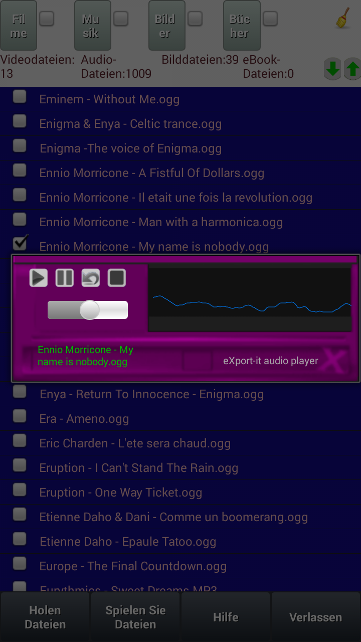 Android application eXport-it UPnP Client/Server screenshort