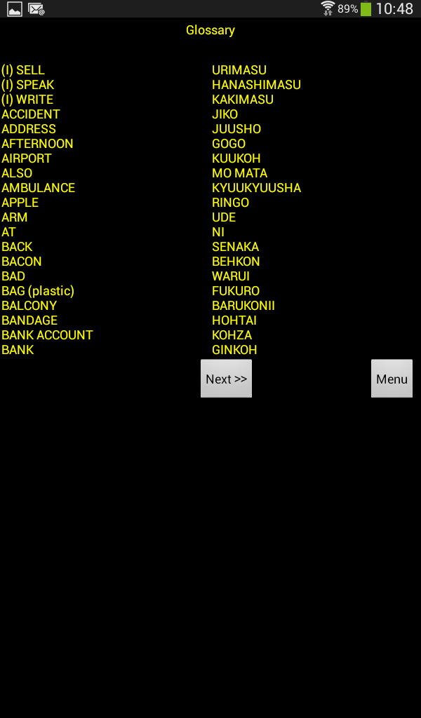 Linkword Japanese Beginners Screen 2