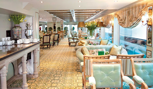 The intimate boutique Salon du Grand Trianon is the ideal place to admire the natural beauty of the Rhine River aboard Uniworld's S.S. Antoinette.