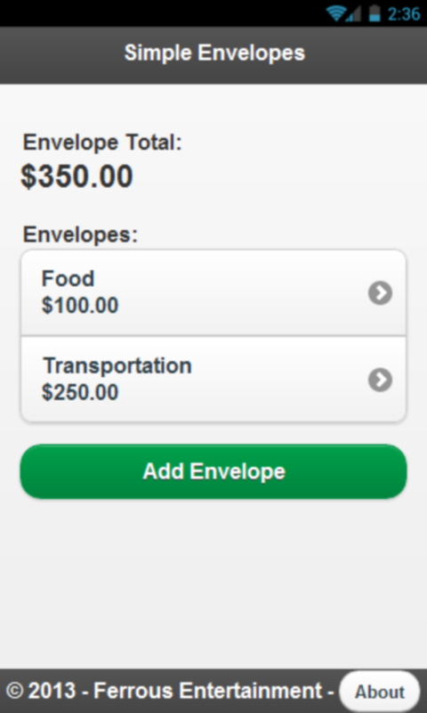 Android application Simple Envelopes (Budget/Debt) screenshort