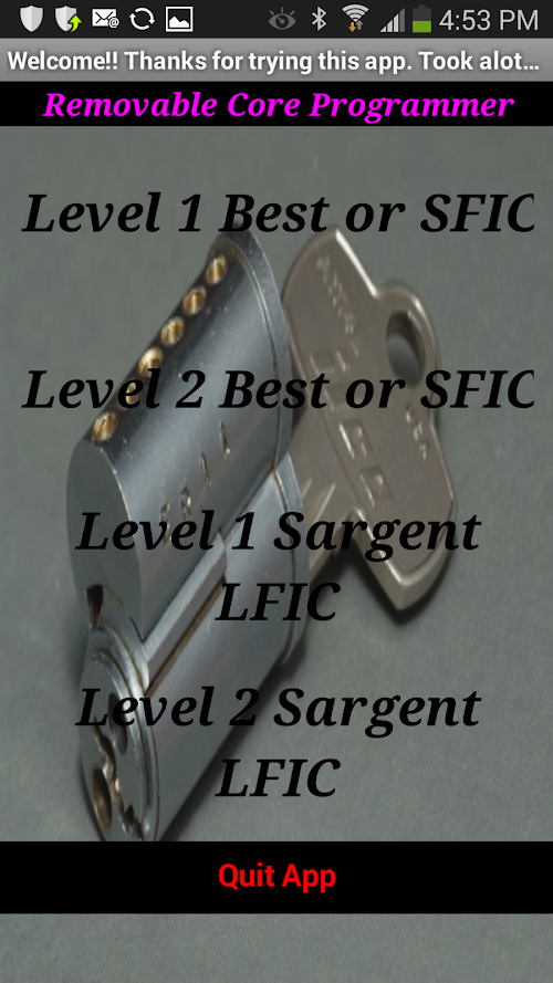 Android application IC Core Programmer SFIC/LFIC screenshort