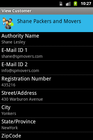 My Customers Screen 2