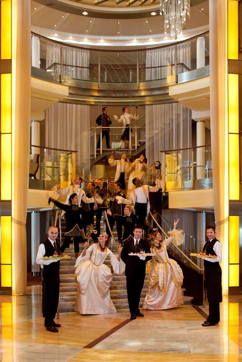 Celebrity_Eclipse_grandfoyer_Baroque - Going for Baroque: The grand foyer of Celebrity Eclipse plays host to lots of fun entertainment.