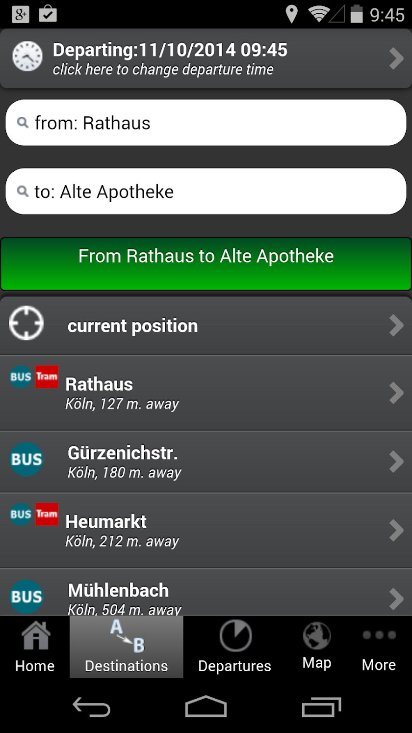 A+ Cologne Trip Planner Screen 2