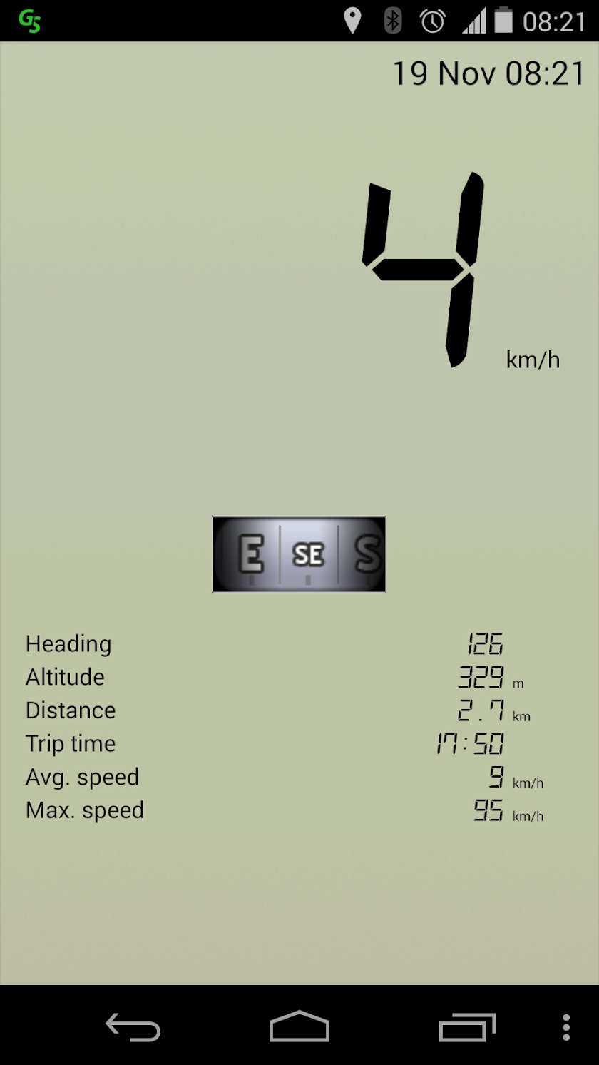GPS Speedometer Screen 1